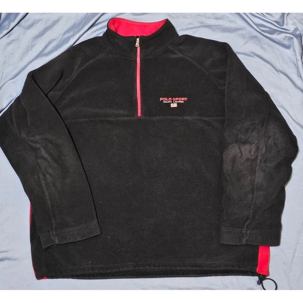 Vintage Ralph Lauren Polo Sport 1/4 Zip Fleece Pullover‎ Sweatshirt Sz 2XL EUC